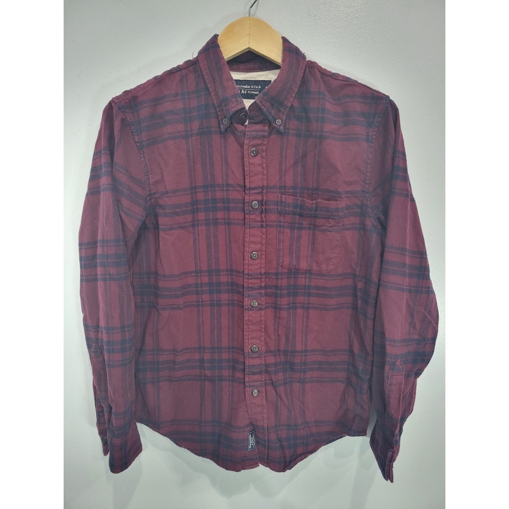 Abercrombie Fitch Mens Soft A&F Flannel Long Sleeve Button Down Plaid Shirt Sz S